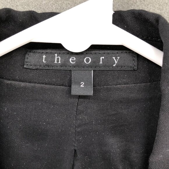 Theory Black Blazer Womens Size 2 Suit Jacket One Button Career Workwear - Picture 6 of 12